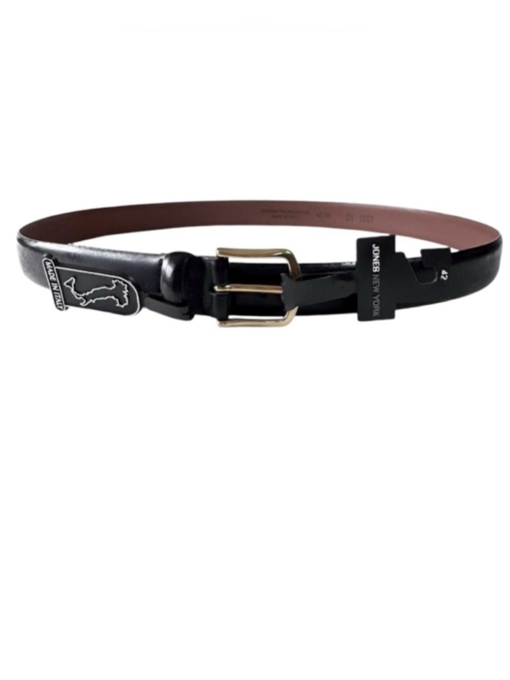 Jones New York Made in Italy Leather Belt Black Size 42 New with tags